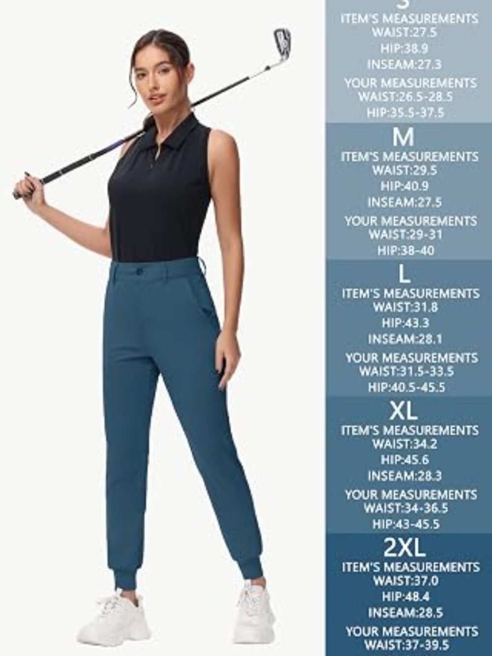 Women’s Golf Jogger Pants – 04‑Navy (Light Slate Blue)